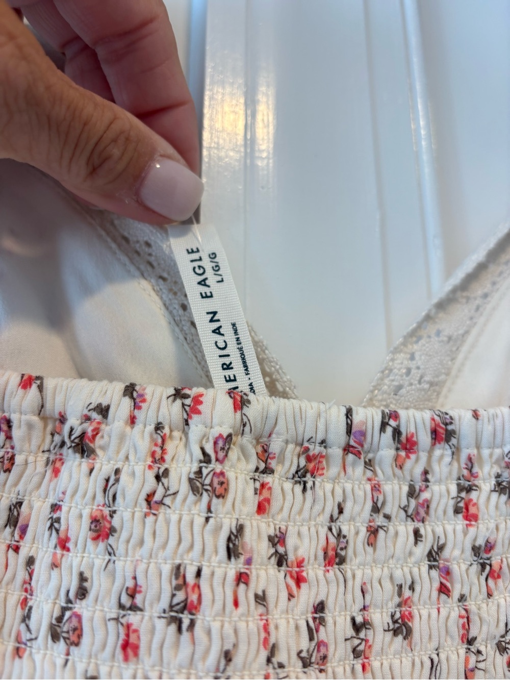 American Eagle Women’s Cream Floral Spaghetti-Strap Sundress - Size Large NWT - Picture 15 of 16